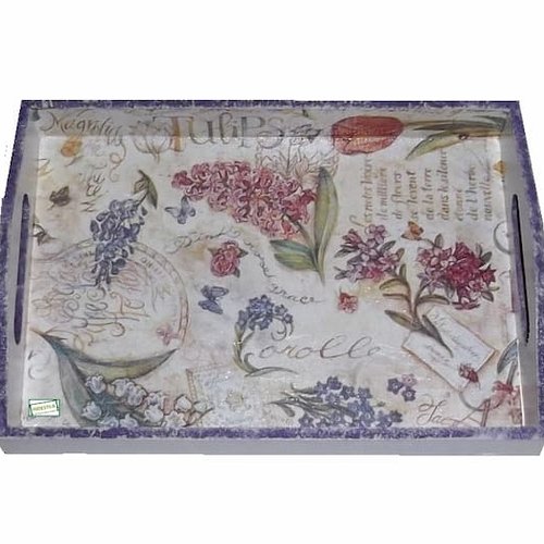 1 plateau en bois fleurs création serviettage