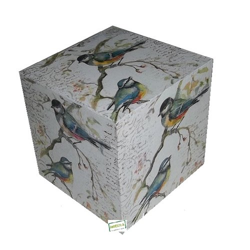 Boite bois oiseaux création serviettage