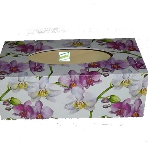 Boite à mouchoirs bois orchidés création serviettage