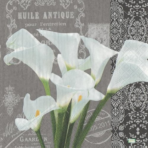 2 serviettes papier - orchidés lys -3