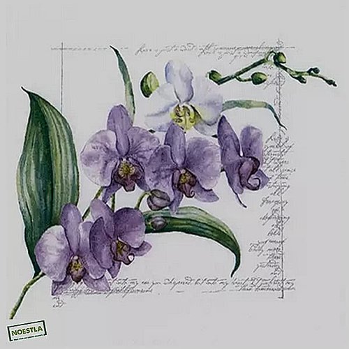 2 serviettes papier - orchidés lys -21