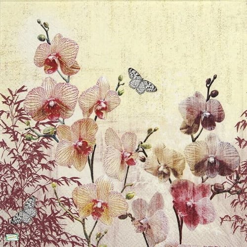 2 serviettes papier - orchidés lys -63