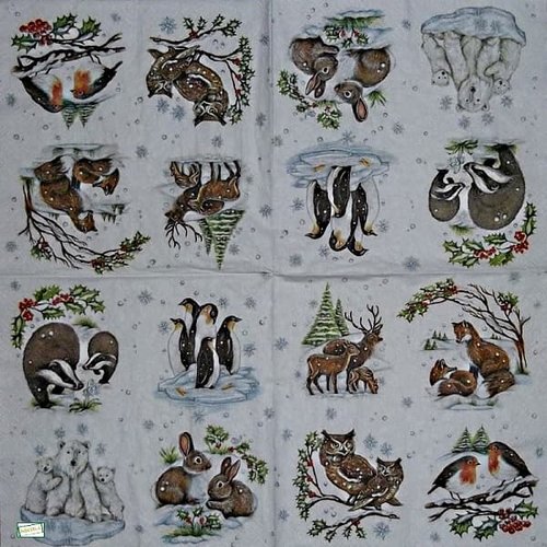 2 serviettes papier -animaux bois -5