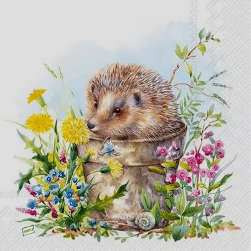 2 serviettes papier -animaux bois -8