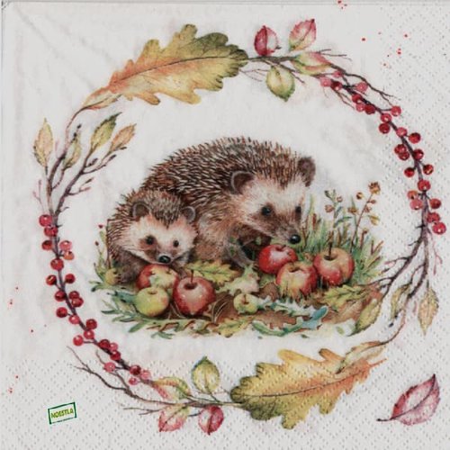 2 serviettes papier -animaux bois -24
