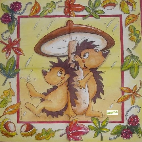 2 serviettes papier -animaux bois -32