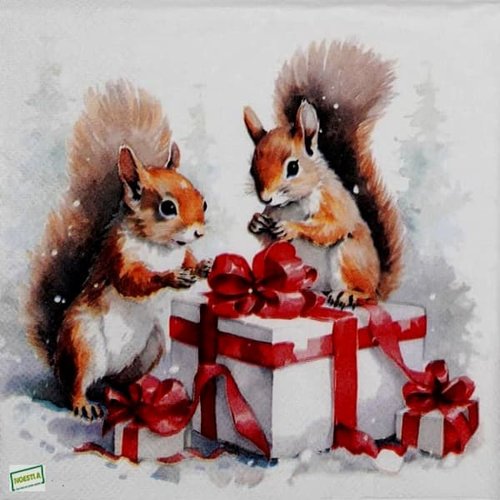 2 serviettes papier -animaux bois -62