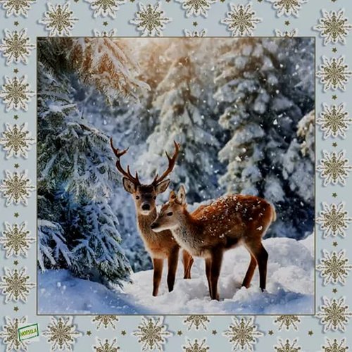 2 serviettes papier -animaux bois -129