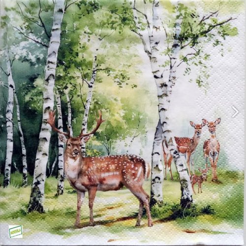 2 serviettes papier -animaux bois -22