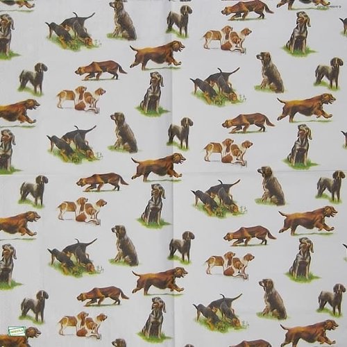 2 serviettes papier - chiens - 16