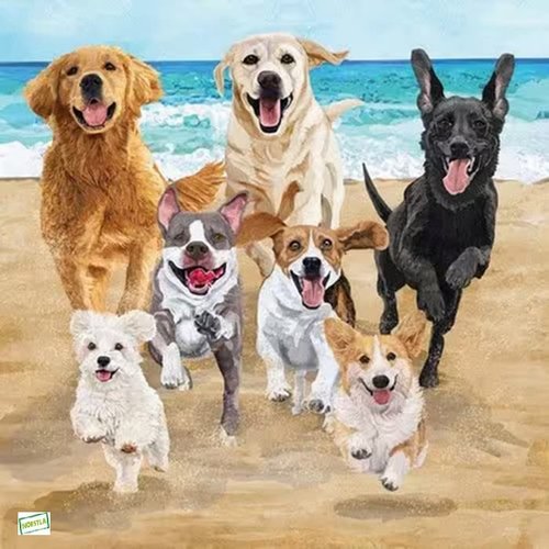 2 serviettes papier - chiens - 33