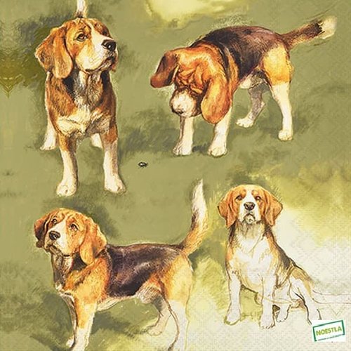 2 serviettes papier - chiens - 36
