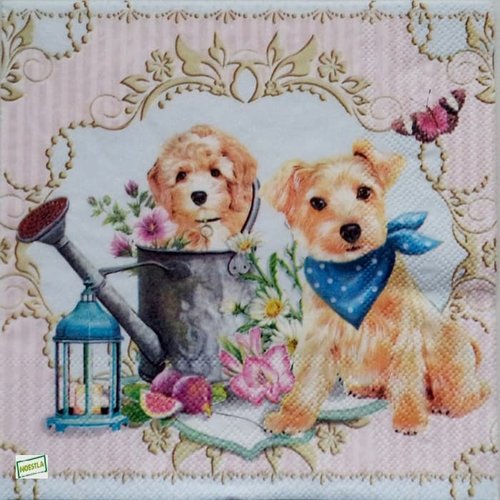 2 serviettes papier - chiens - 55
