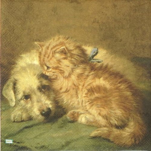 2 serviettes papier - chiens - 58