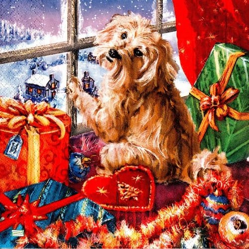 2 serviettes papier - chiens - 65