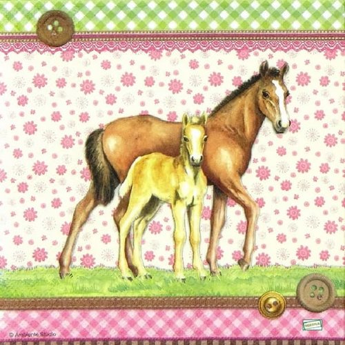 2 serviettes papier - les chevaux -24