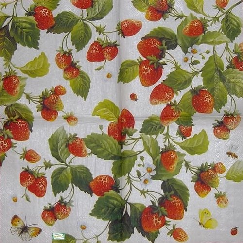2 serviettes papier - fruits rouge -26