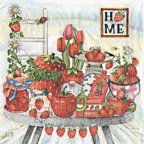 2 serviettes papier - fruits rouge -29