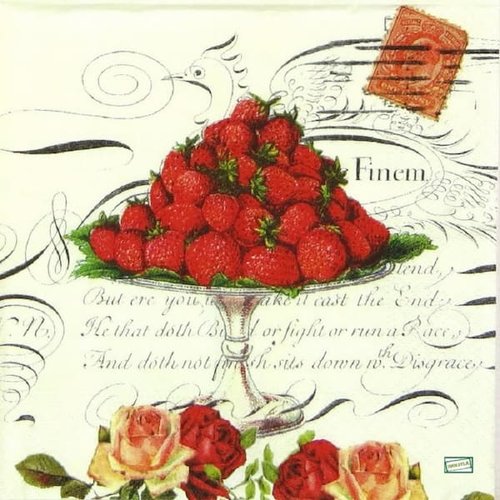 2 serviettes papier - fruits rouge -41
