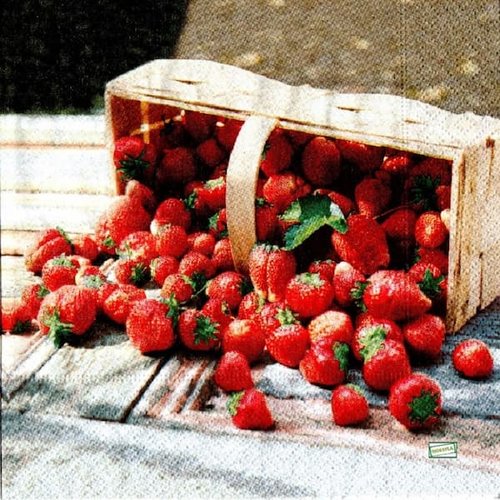 2 serviettes papier - fruits rouge -42