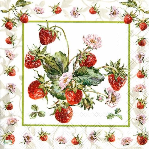 2 serviettes papier - fruits rouge -43
