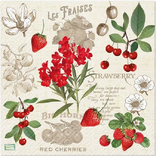 2 serviettes papier - fruits rouge -47