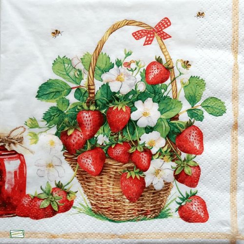 2 serviettes papier - fruits rouge -48