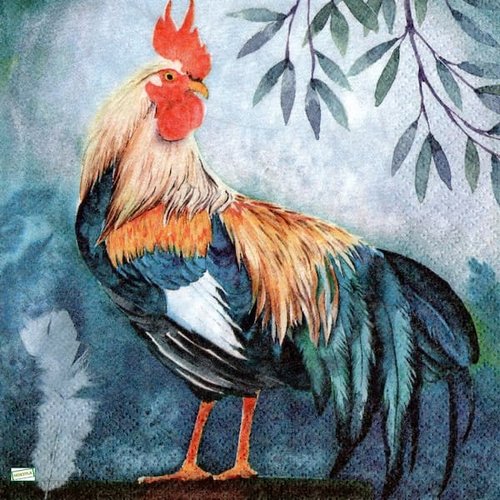 2 serviettes papier - oiseaux ferme -1