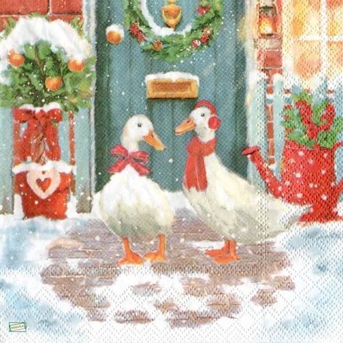 2 serviettes papier - oiseaux ferme -2