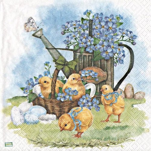 2 serviettes papier - oiseaux ferme -6