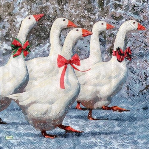 2 serviettes papier - oiseaux ferme -7