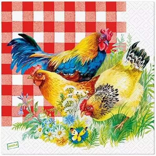 2 serviettes papier - oiseaux ferme -8