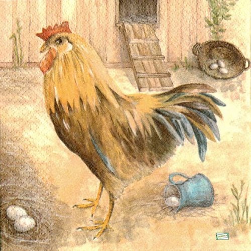 2 serviettes papier - oiseaux ferme -22