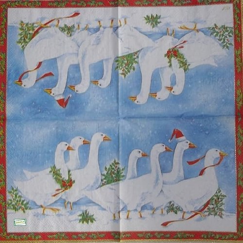 2 serviettes papier - oiseaux ferme -46