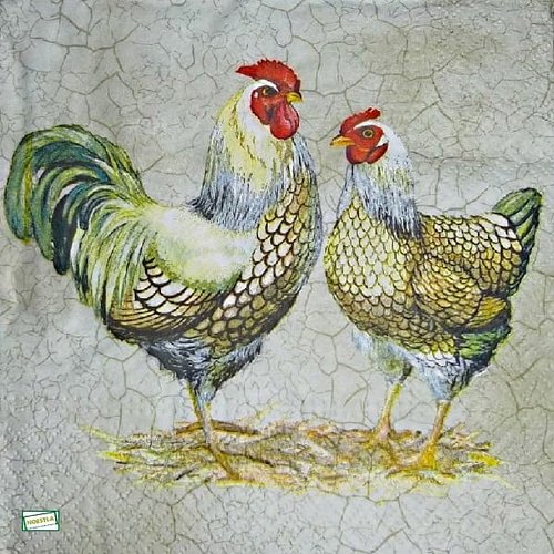 2 serviettes papier - oiseaux ferme -55