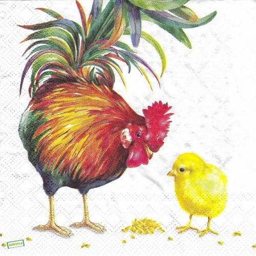2 serviettes papier - oiseaux ferme -71