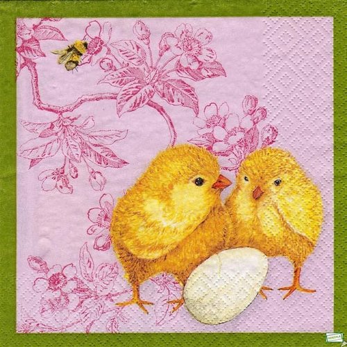 2 serviettes papier - oiseaux ferme -76