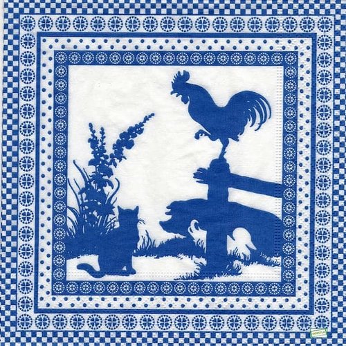 2 serviettes papier - oiseaux ferme -89