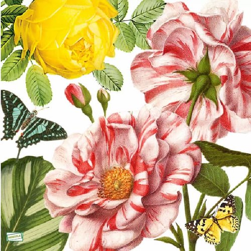 2 serviettes papier -roses pivoines-6