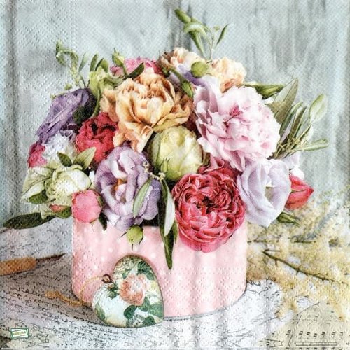 2 serviettes papier -roses pivoines-7