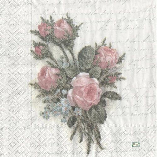 2 serviettes papier -roses pivoines-14