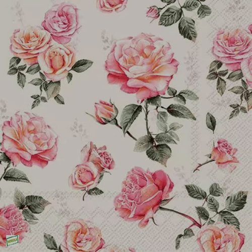 2 serviettes papier -roses pivoines-37