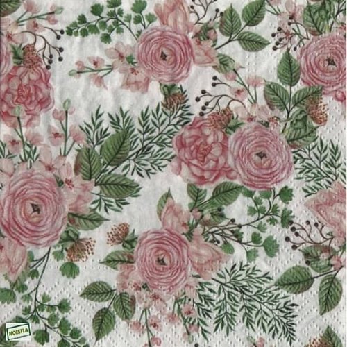 2 serviettes papier -roses pivoines-43