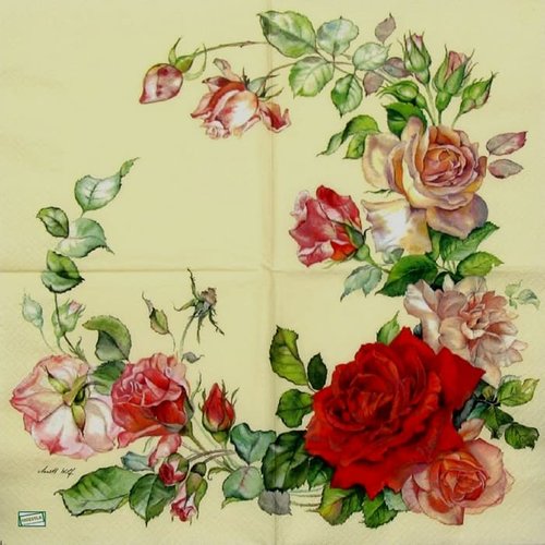2 serviettes papier -roses pivoines-57