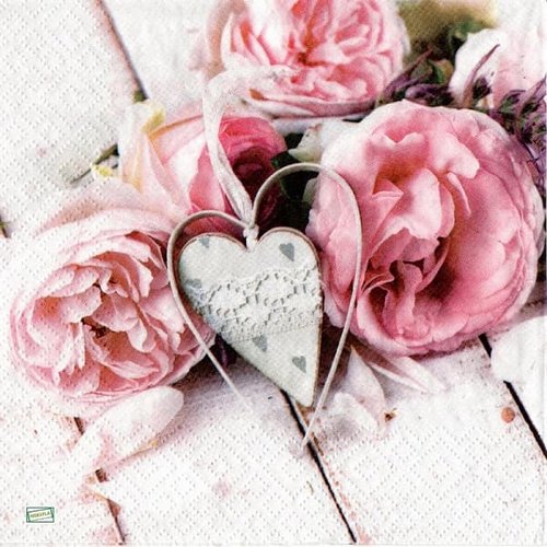2 serviettes papier -roses pivoines-73
