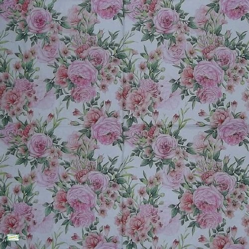2 serviettes papier -roses pivoines-117