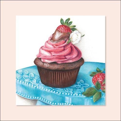 Reproduction x Dessin D Art Aux Crayons De Couleur Cupcake Un Grand Marche