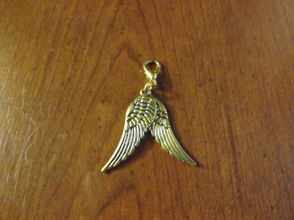 pendentif argenté aile d/'ange 30x10