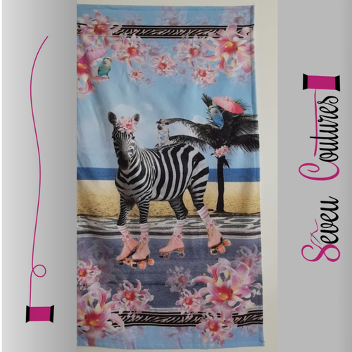 Serviette de plage zèbre à roulettes