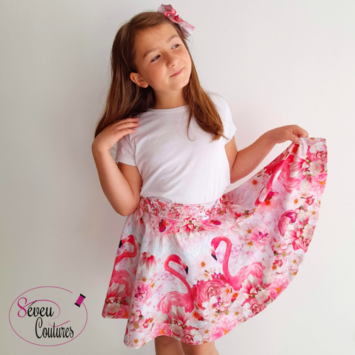 Jupe patineuse flamant rose